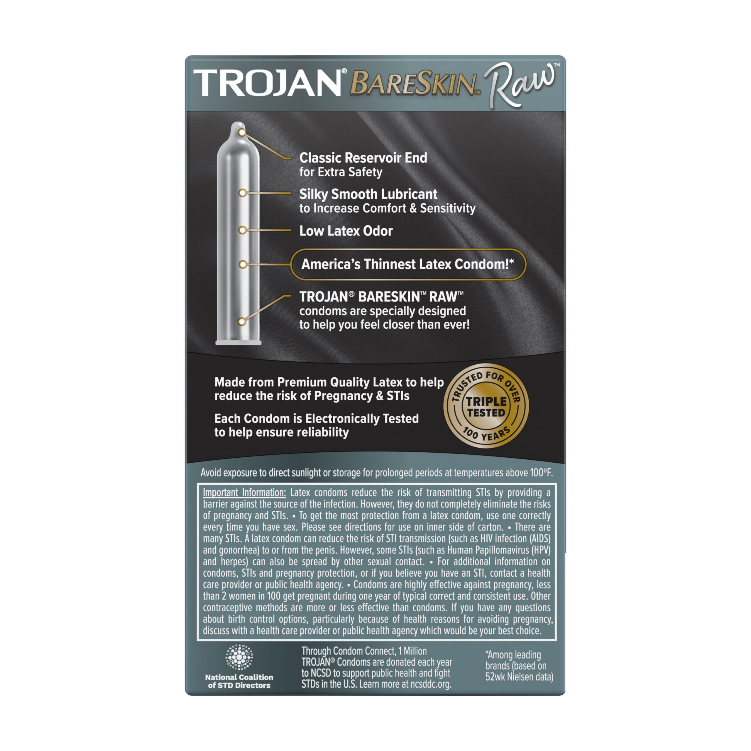 TROJAN BARESKIN RAW 10 Count Condoms - Paradise Marketing