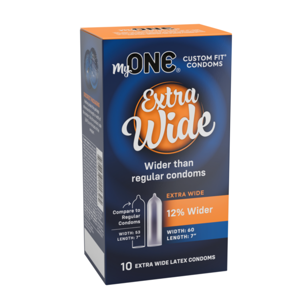 1-MyONE┬« Custom Fit┬« Extra Wide 10-count condom package - front