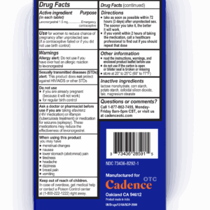 Morning After Pill Emergency Contraceptive Back